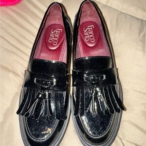 Franco Sarto Black Patent Leather Loafers